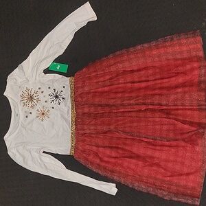 Holiday Cozy Cabin girl dress Red Long Sleeve